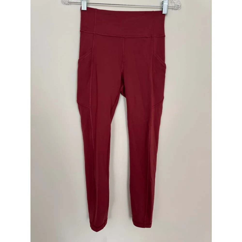 Women's Lululemon Leggings Size 4 Red - Picture 1 of 6
